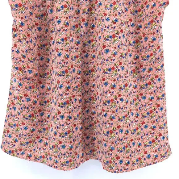 Womens Cottage Micro Floral Babydoll Tee Flutter Sleeve Lace Bow Keyhole Back S - Picture 10 of 11